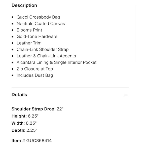 100% Authentic Gucci Blooms GG Supreme Mini Chain Crossbody Bag - Picture 6 of 15